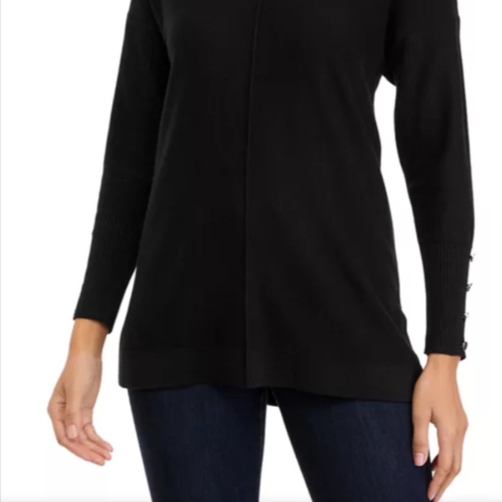 NWT Anne Klein Long Sleeve Sweater w/ Button Detail, Sz. L